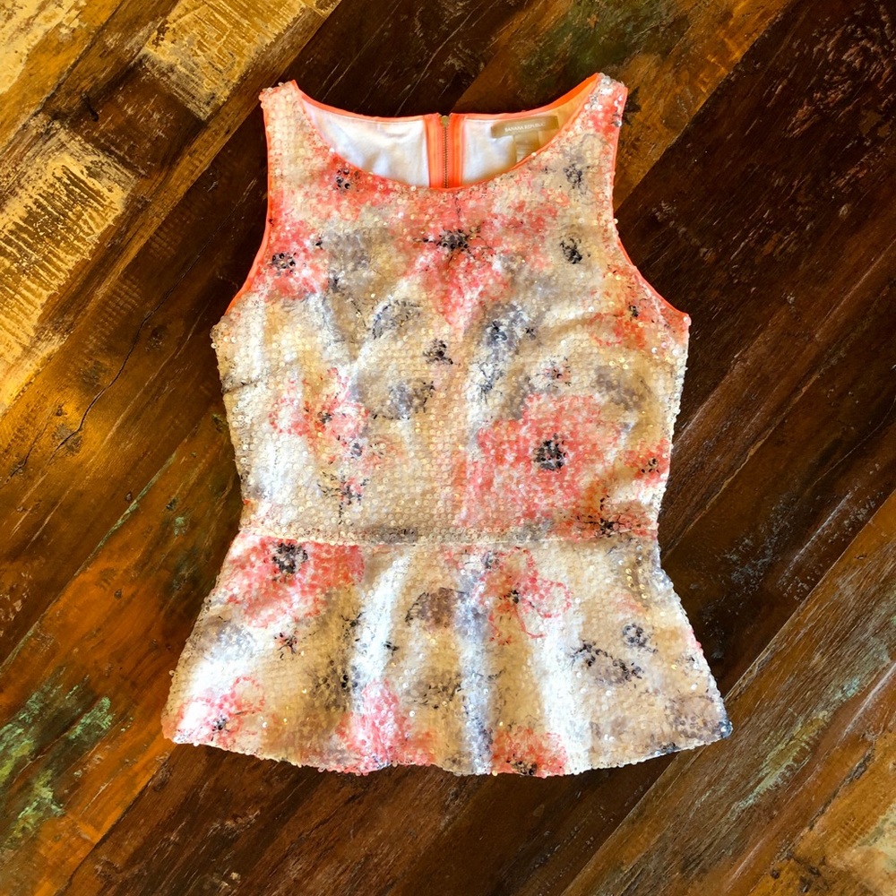 Peplum Sequin Tank - Banana Republic